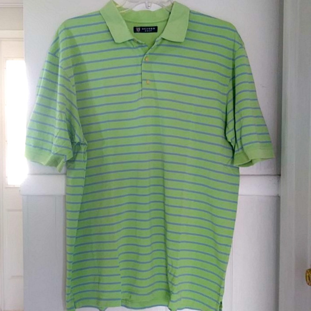 Oxford golf shirt mint green w/ thin blue …